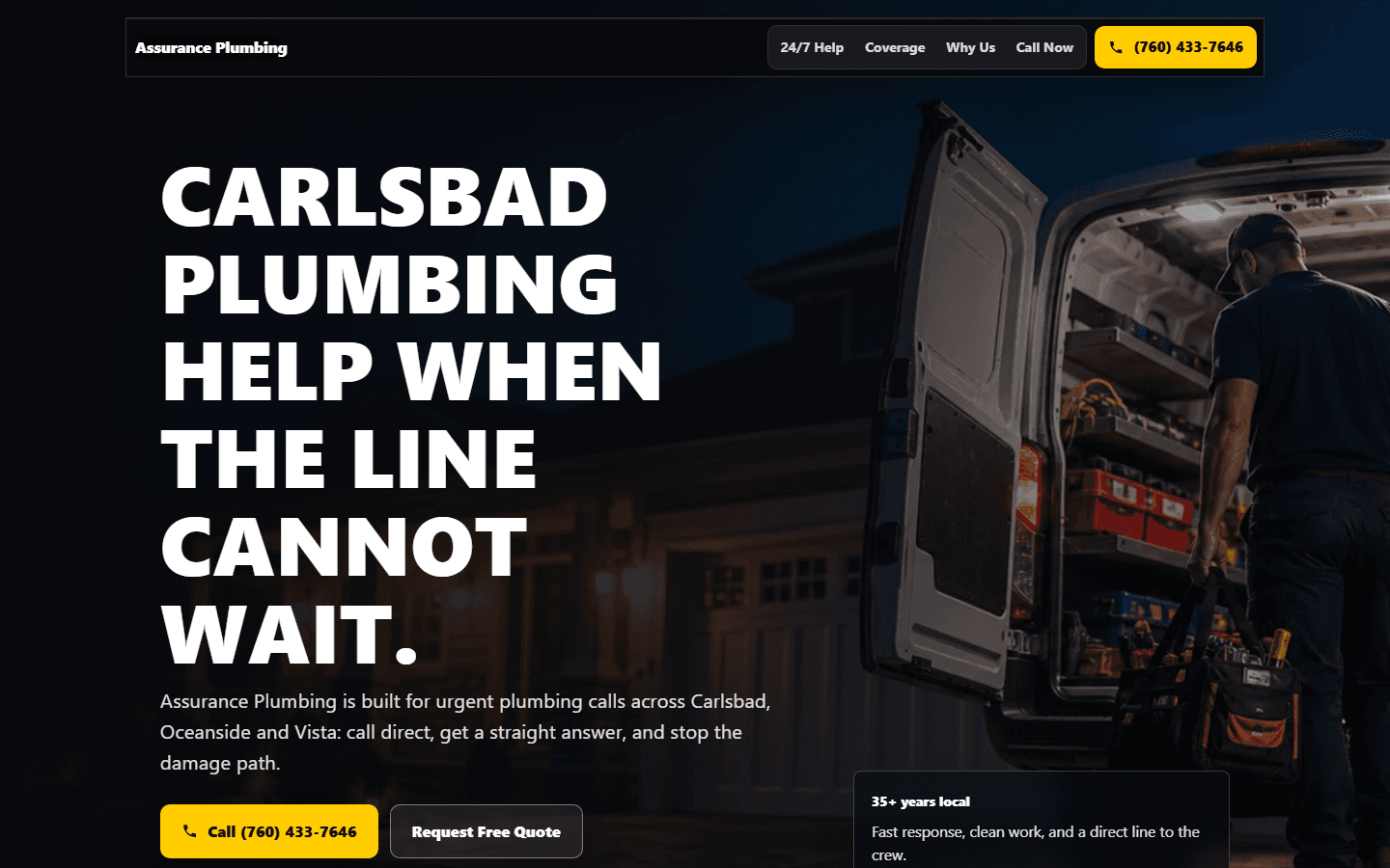 24/7 Plumbing Dispatch example build screenshot