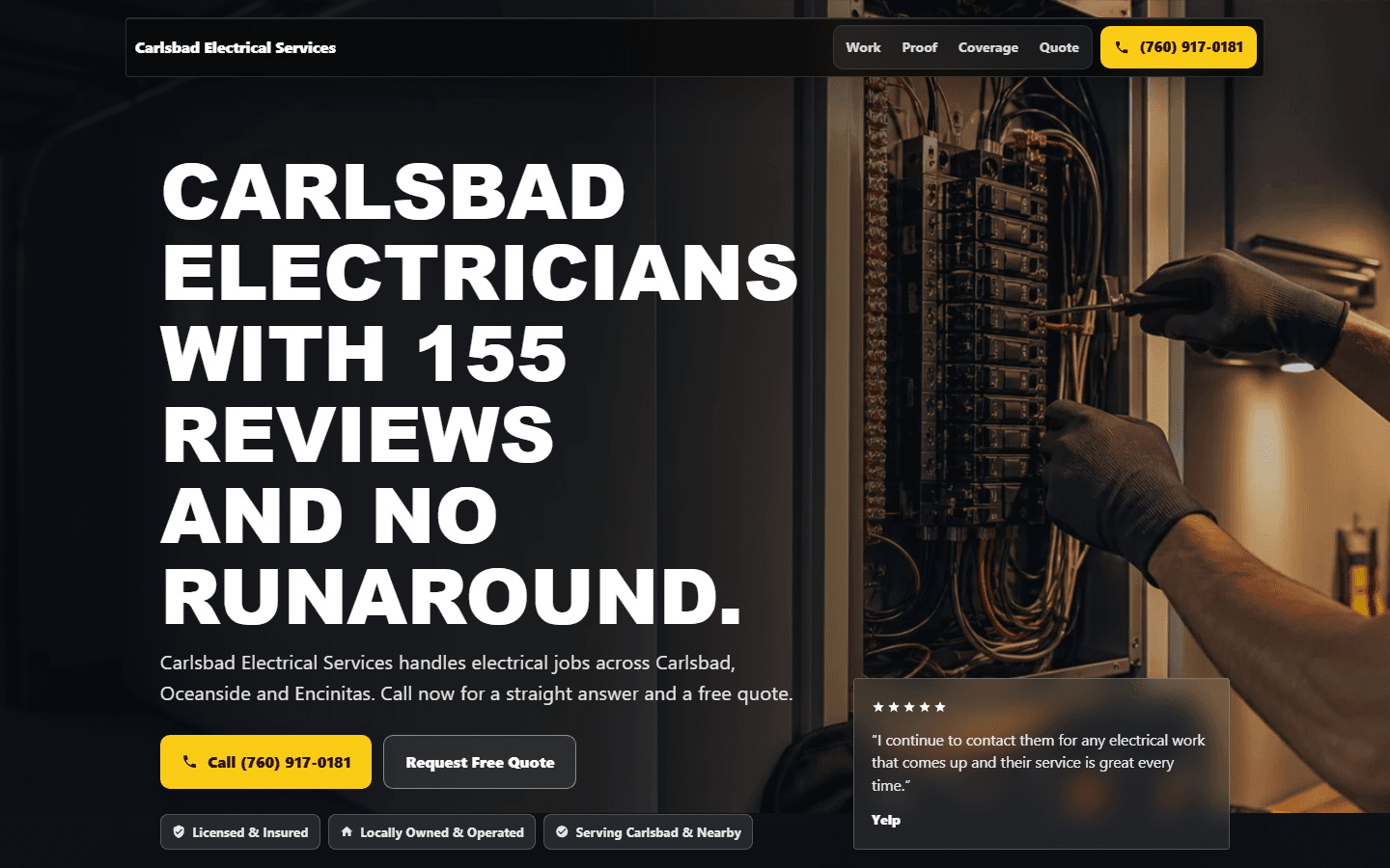 Bold Electrical Authority example build screenshot